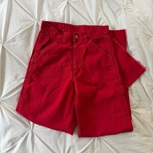 Vintage 70s Red Lee Cropped Painter Pants Size XS